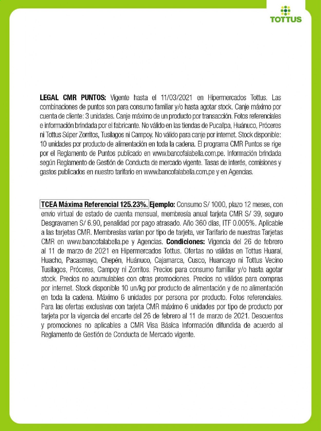 Catálogo Tottus - 26.2.2021 - 11.3.2021. 