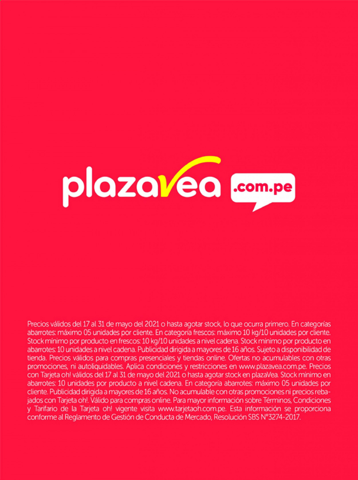 Catálogo Plaza Vea - 17.5.2021 - 31.5.2021. 