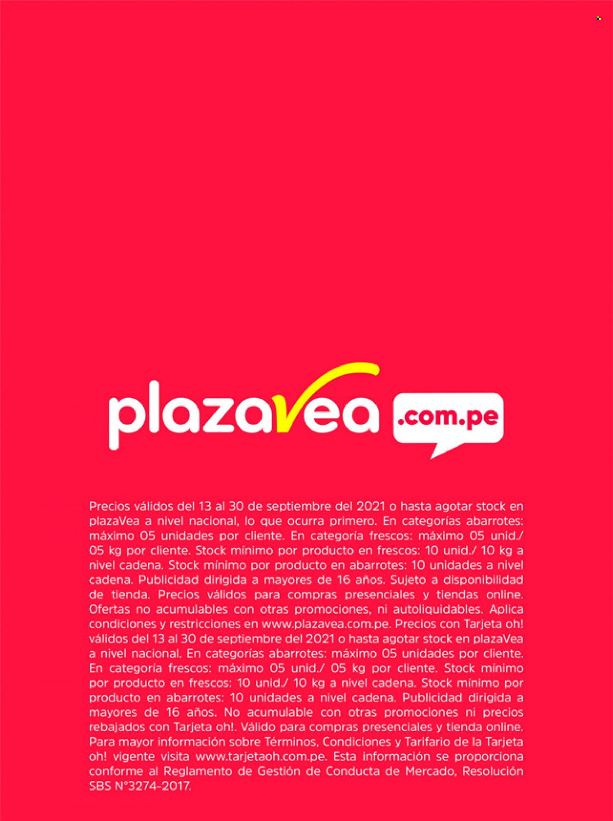 Catálogo Plaza Vea - 13.9.2021 - 30.9.2021. 